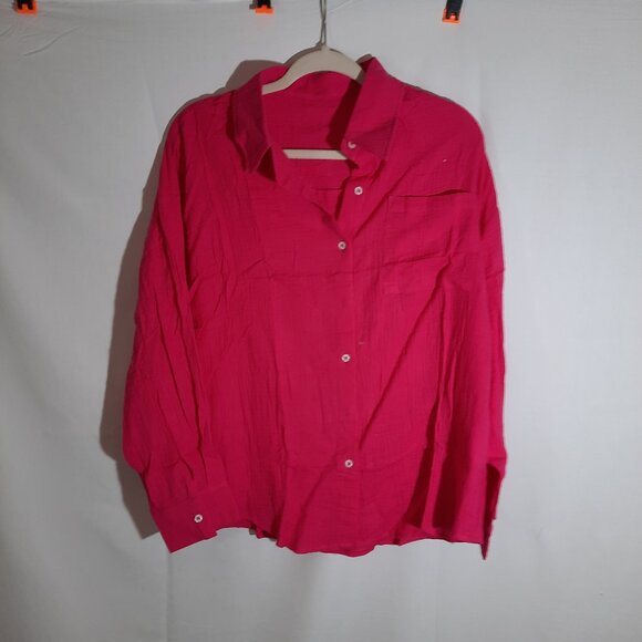 Pink Button-Up Long Sleeve Blouse - Picture 1 of 4
